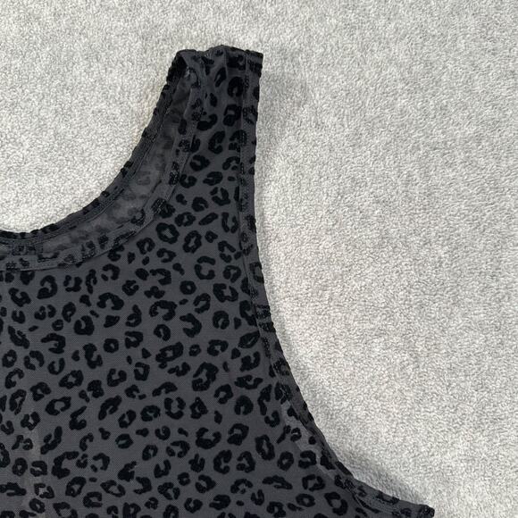 Zyia Active XL Black Leopard Burnout Mesh Tank Top Sheer Sleeveless Shirt - Picture 2 of 8
